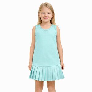 Little Miss Tennis Pleated Tennis Dress Girls Teal Athletic Golf Dress